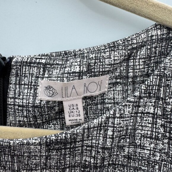 Lila Rose Sleeveless Black & White Textured A-Line Dress | US 8 CA 8 UK 12 EU 38 - Picture 3 of 3